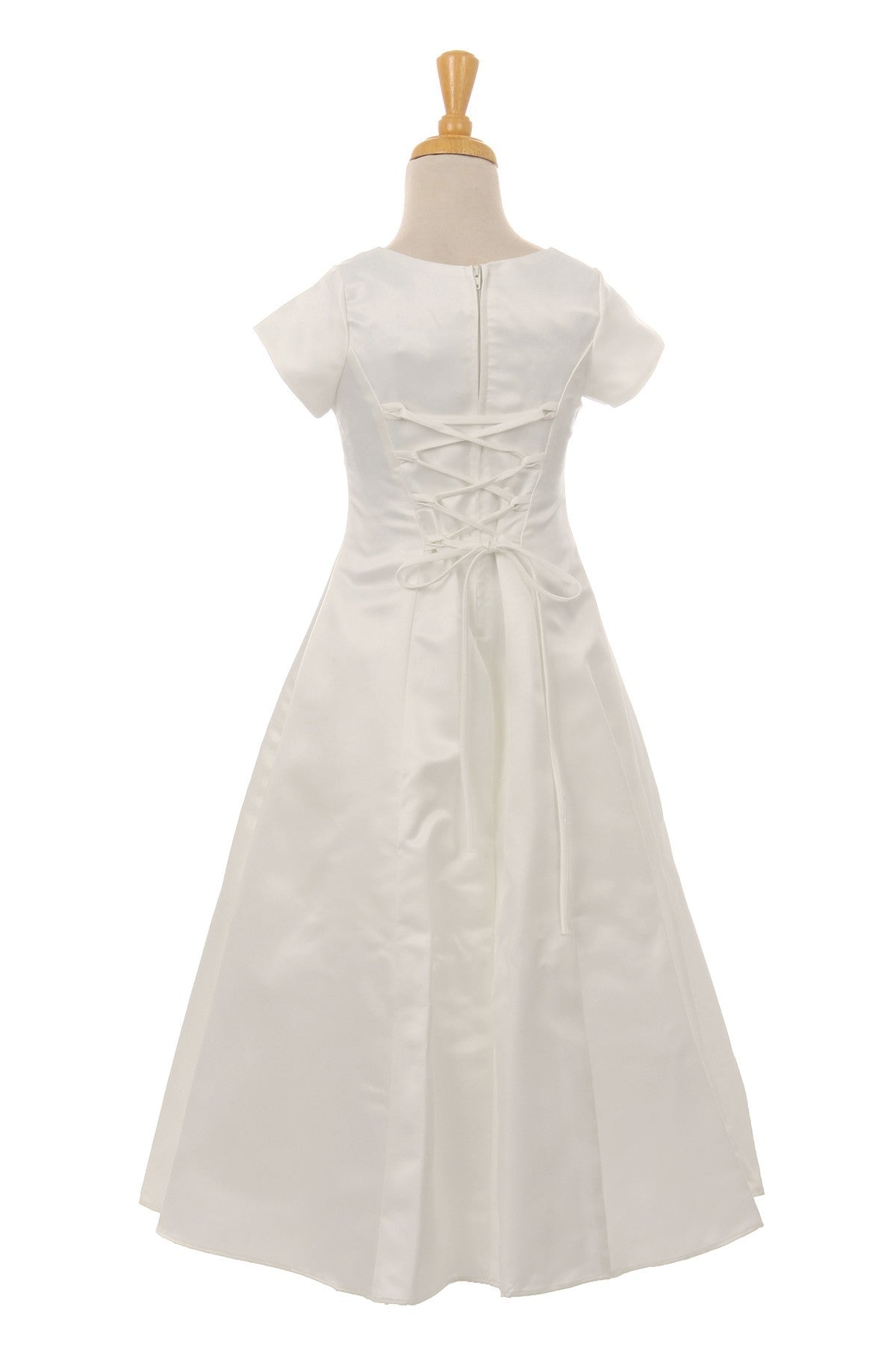 Girls Formal A Line Satin Dress in White
