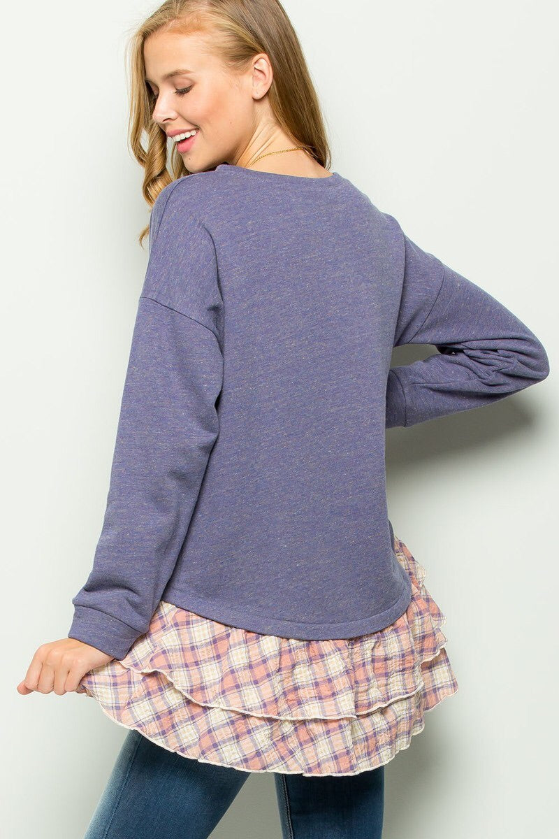 Tiered Ruffle Hem Long Sleeve Top