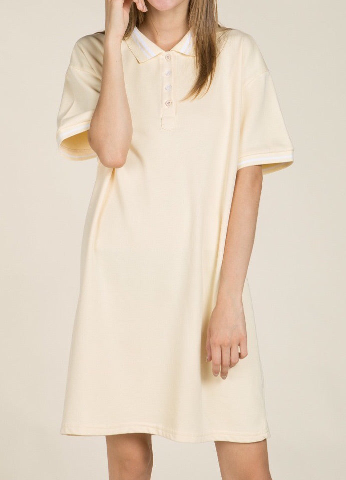 POL Solid Polo Dress Pale Yellow Comfort Fit
