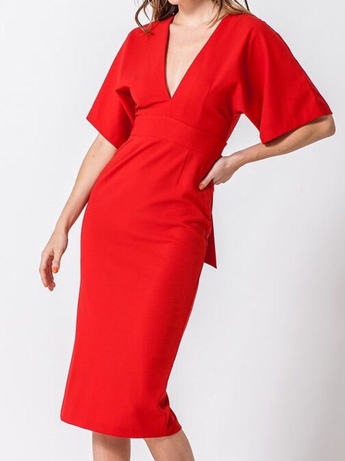 Kimono Red Midi Dress