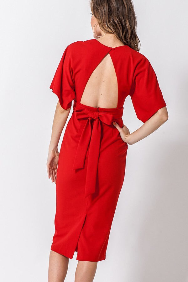 Kimono Red Midi Dress