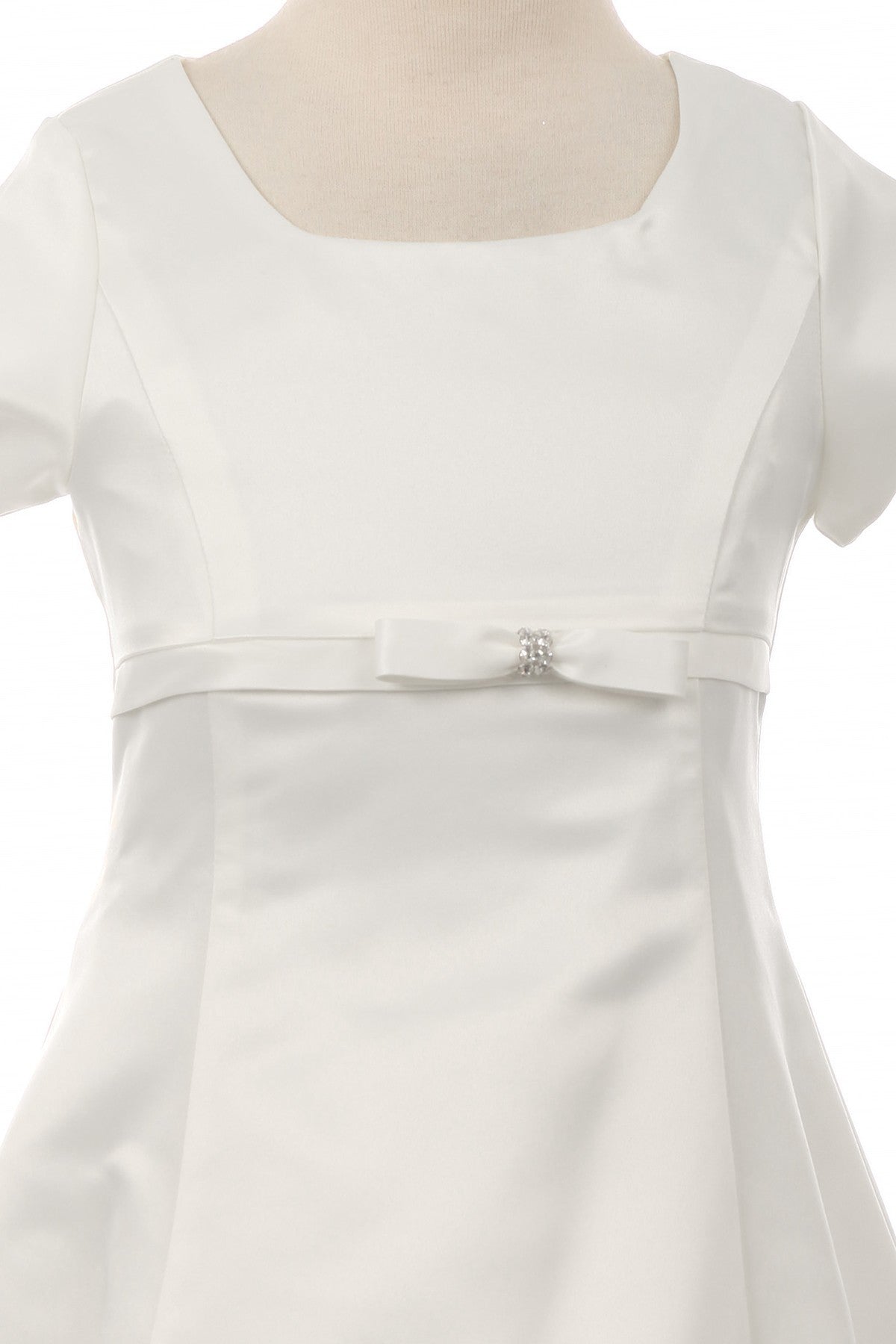 Girls Formal  A Line Satin Dress in Ivory