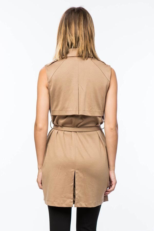 Trench Vest in Khaki/Tan