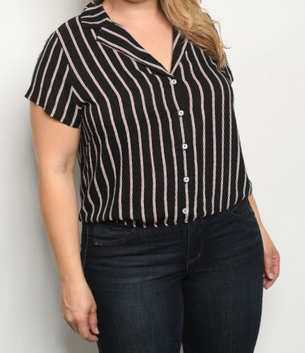 Plus Size Black Stripe Top