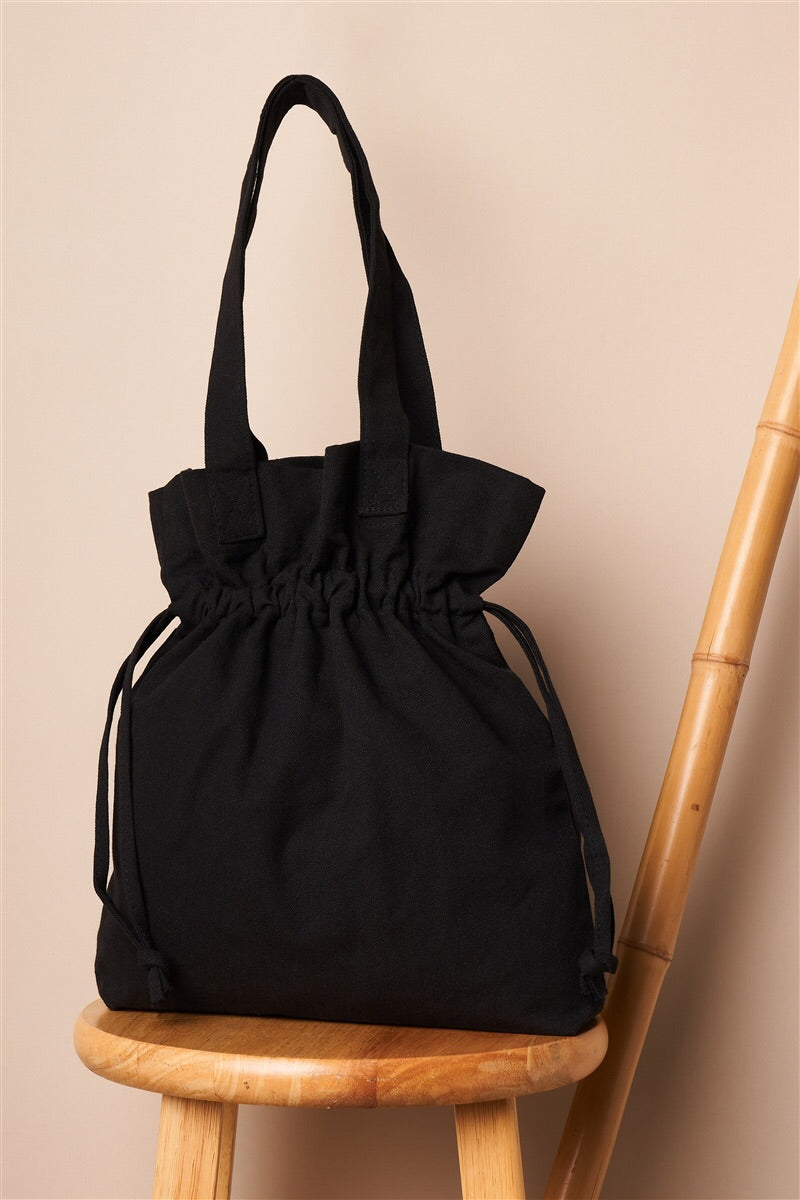 Tote Drawstring Large Shoulder Canvas Bucket Bag