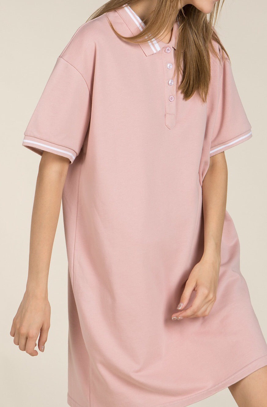 POL Solid Polo Dress Dusty Pink Comfort Fit