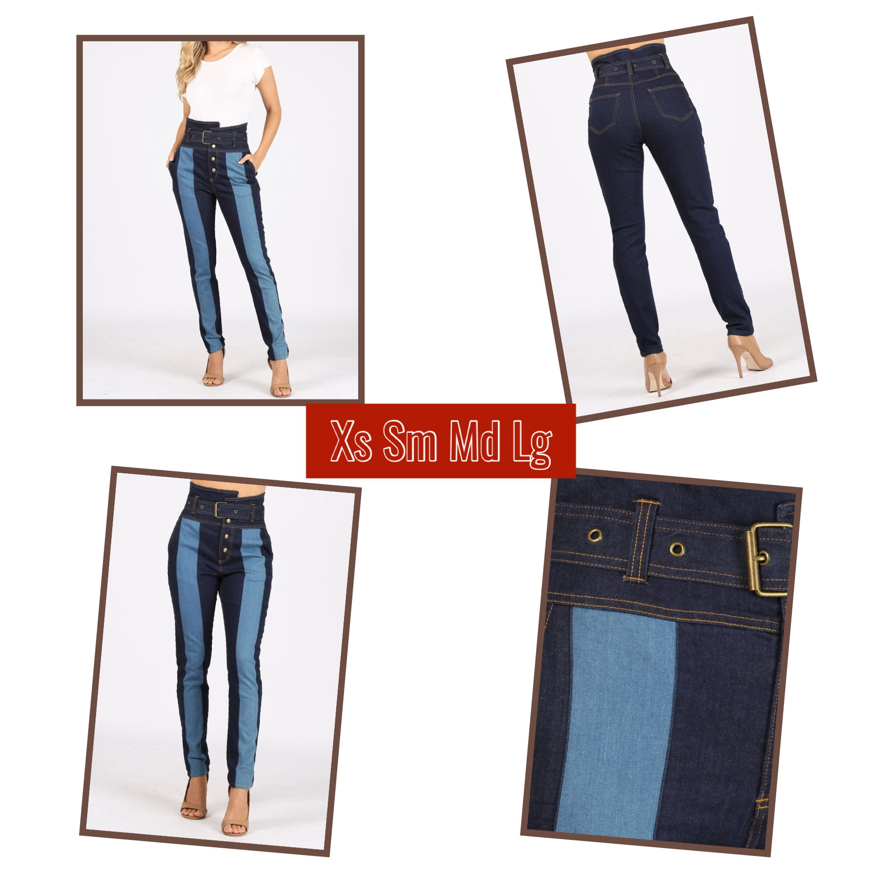 High Waisted Two Color Jeans