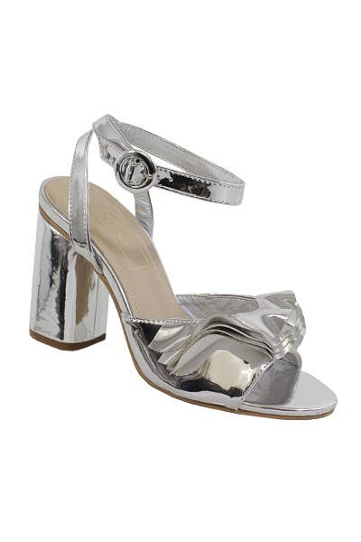 ALAINA Women's metallic Chunky Heel With Back Strap