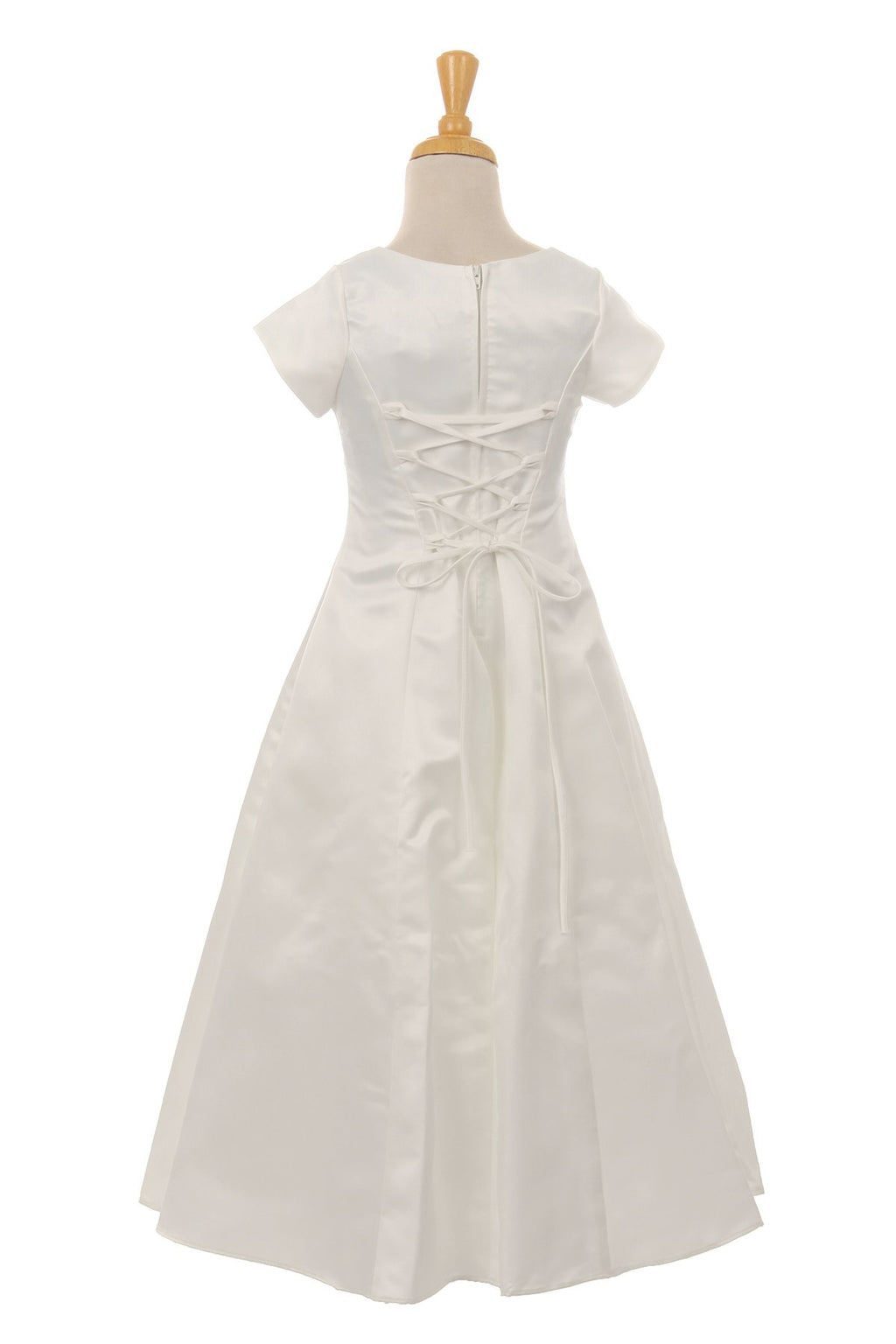 Girls Formal A Line Satin Dress in White