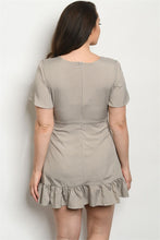 Load image into Gallery viewer, Plus Size Taupe with Dots Dress
