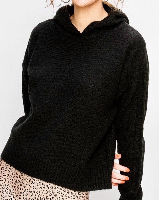 Sweater Cable Sleeve Hoodie