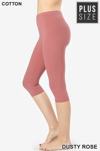 Plus SZ Cotton Capri Dusty Rose Legging