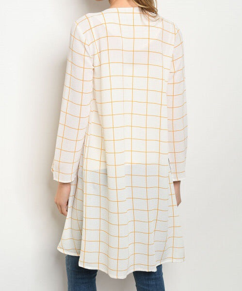 Cardigan Long Ivory Checkered