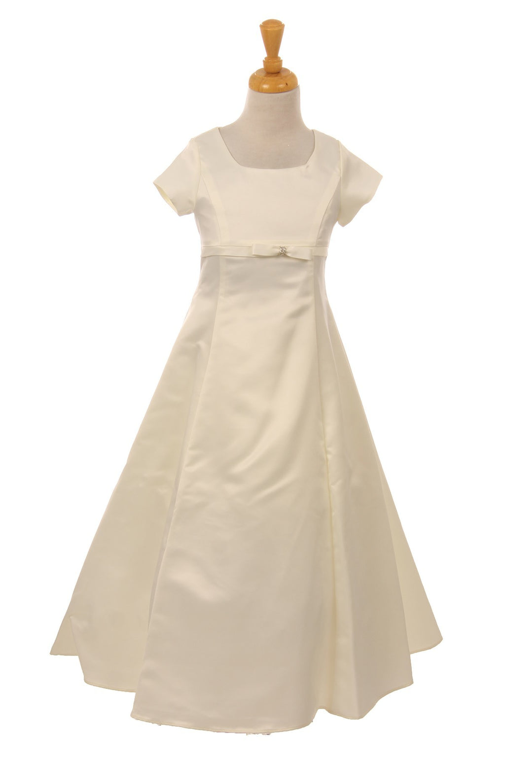 Girls Formal A Line Satin Dress in White