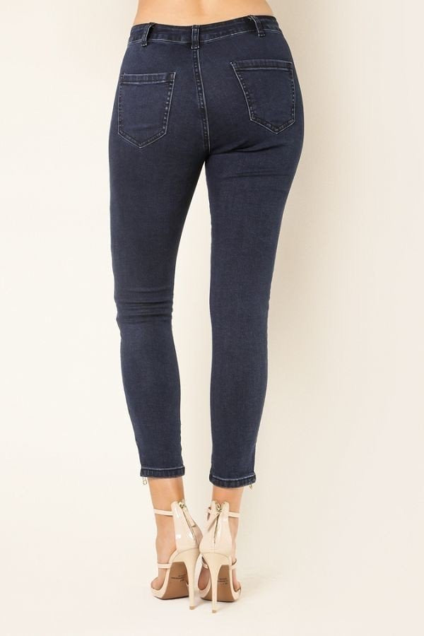 Gold Side Zipper Denim Pants