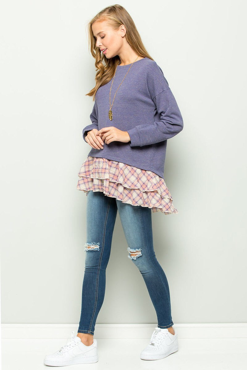 Tiered Ruffle Hem Long Sleeve Top