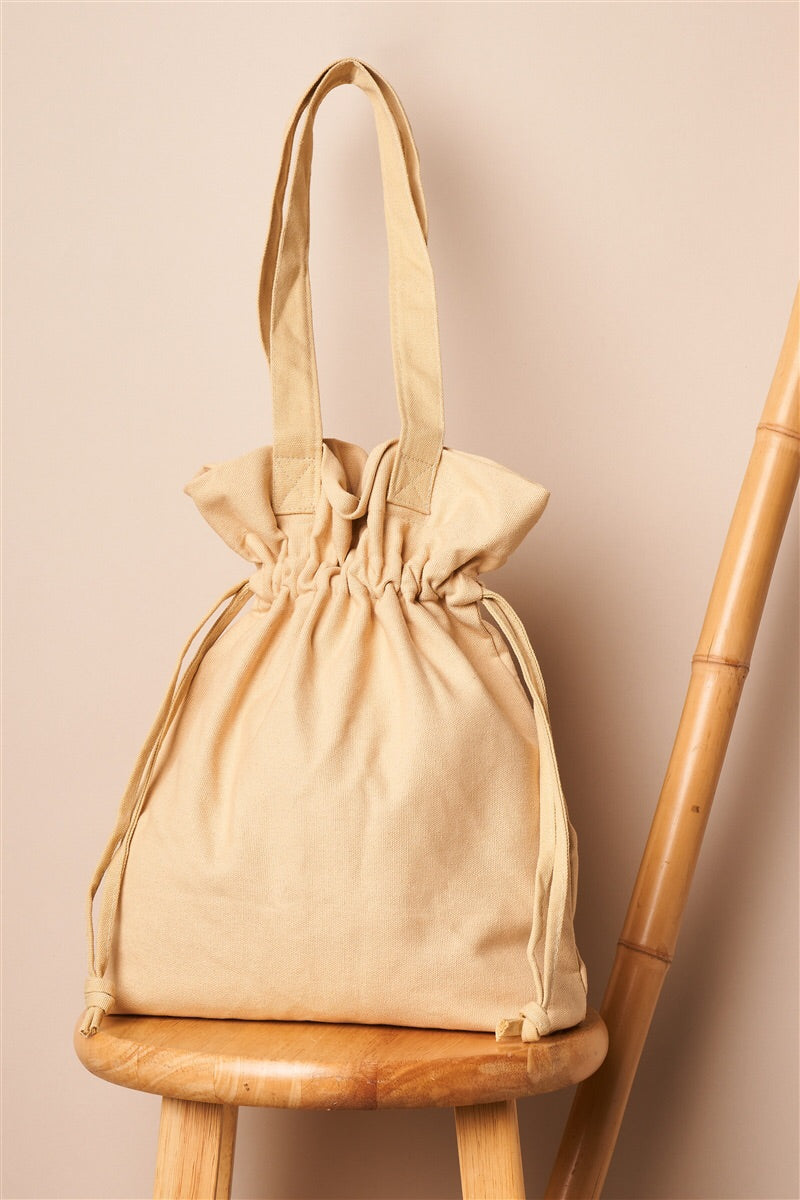 Tote Drawstring Large Shoulder Canvas Bucket Bag