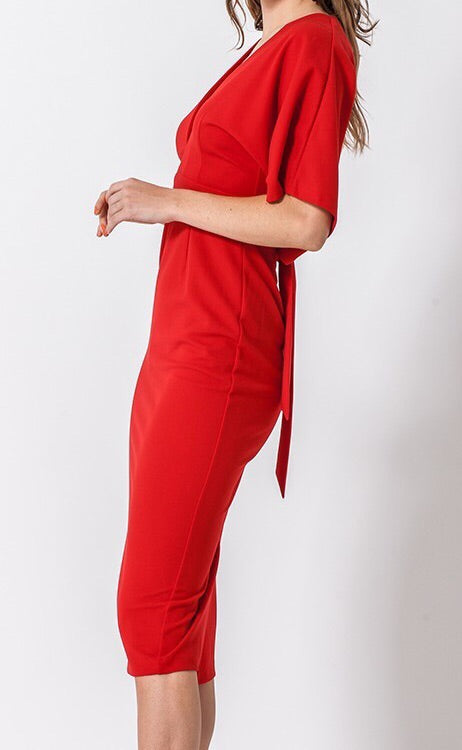 Kimono Red Midi Dress