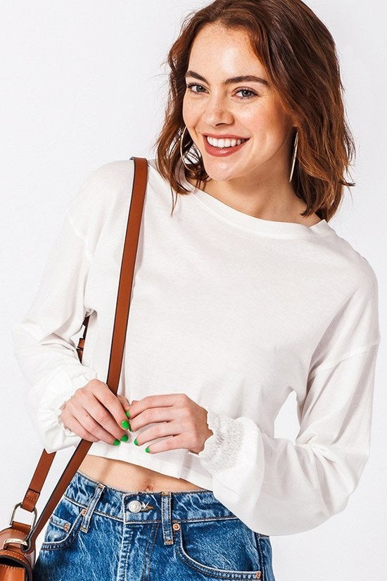Cropped Top mocked Cuff Off White