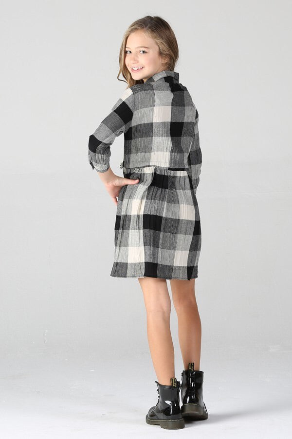 Angie Girls Plaid Shirt Dress