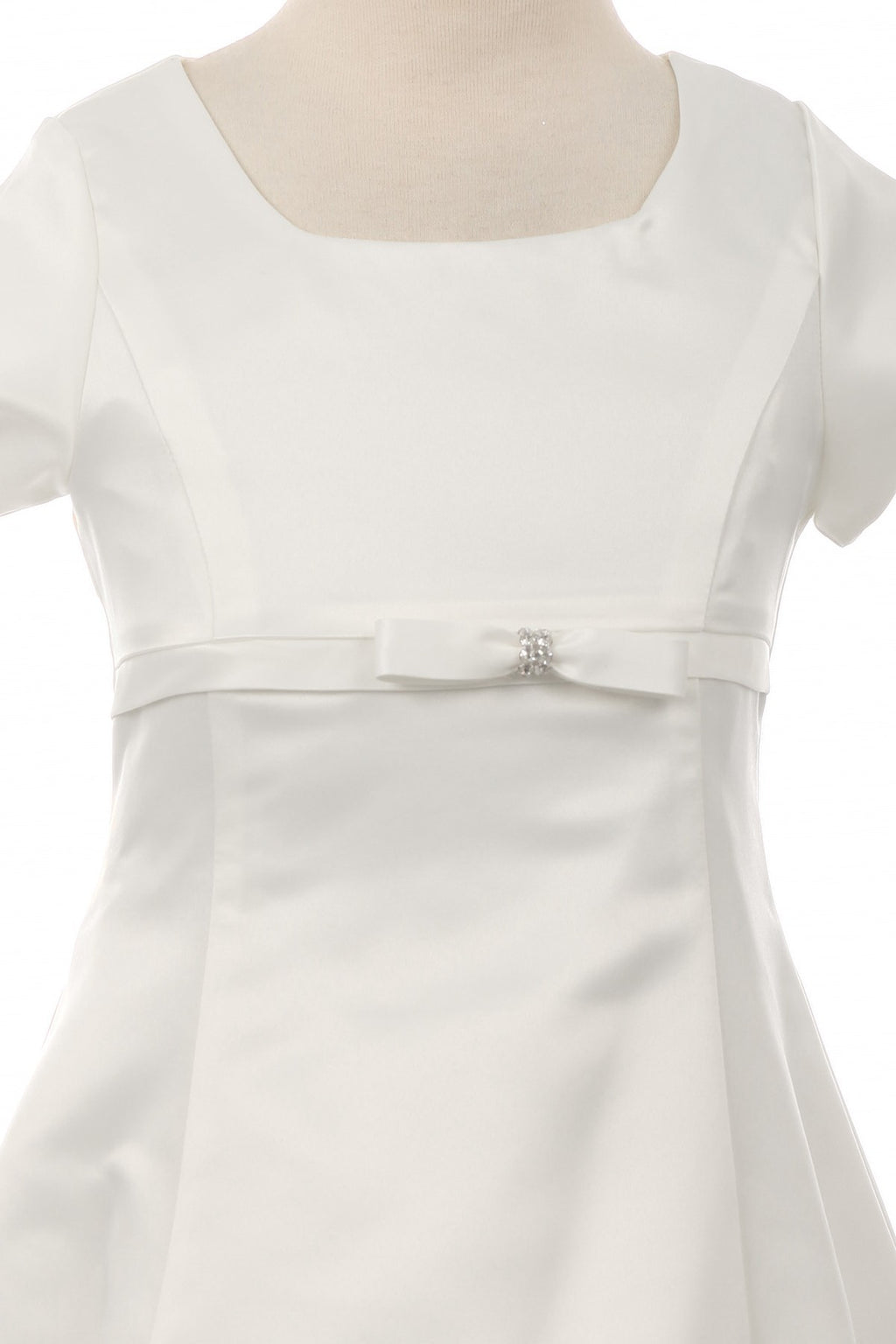 Girls Formal  A Line Satin Dress in Ivory
