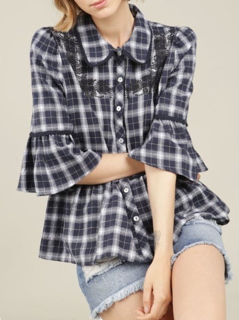 POL Embroidered Baby Doll Shirt