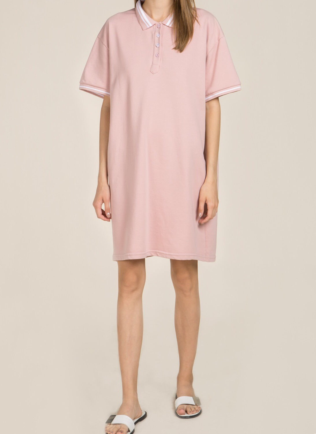 POL Solid Polo Dress Dusty Pink Comfort Fit