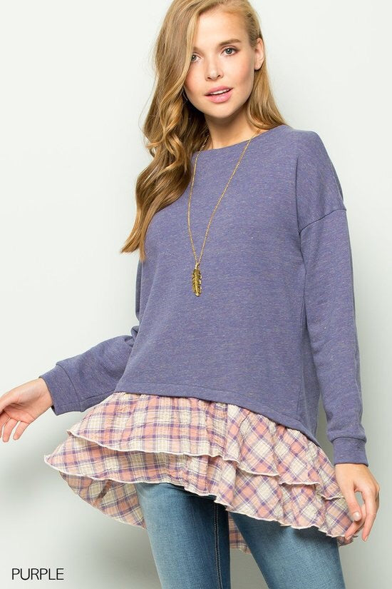 Tiered Ruffle Hem Long Sleeve Top