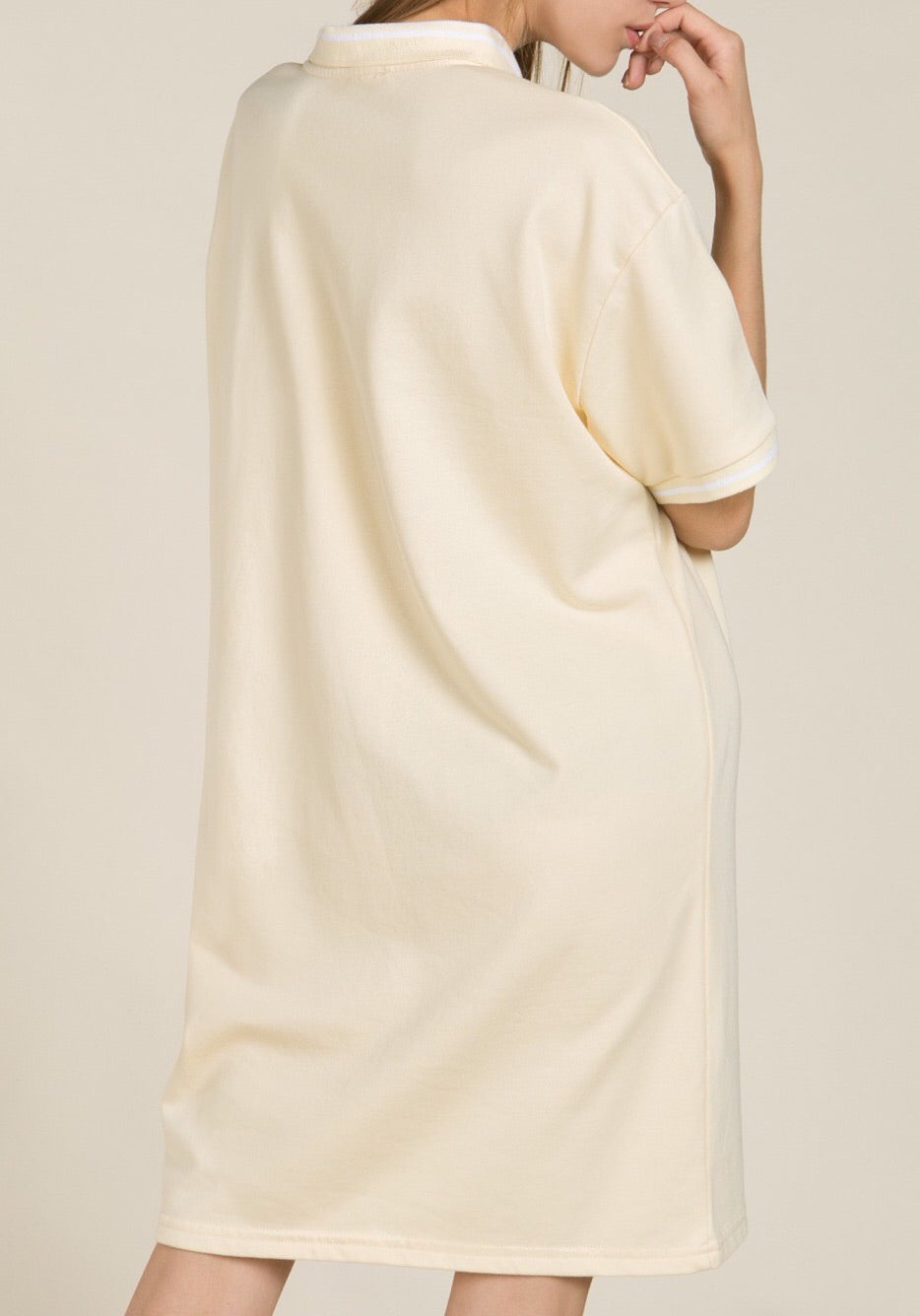 POL Solid Polo Dress Pale Yellow Comfort Fit