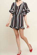 Load image into Gallery viewer, Black Mix Bell Sleeve Romper
