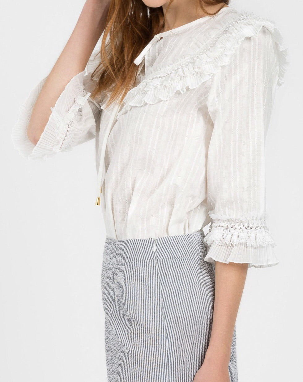 POL Lace Ruffle Detail Blouse
