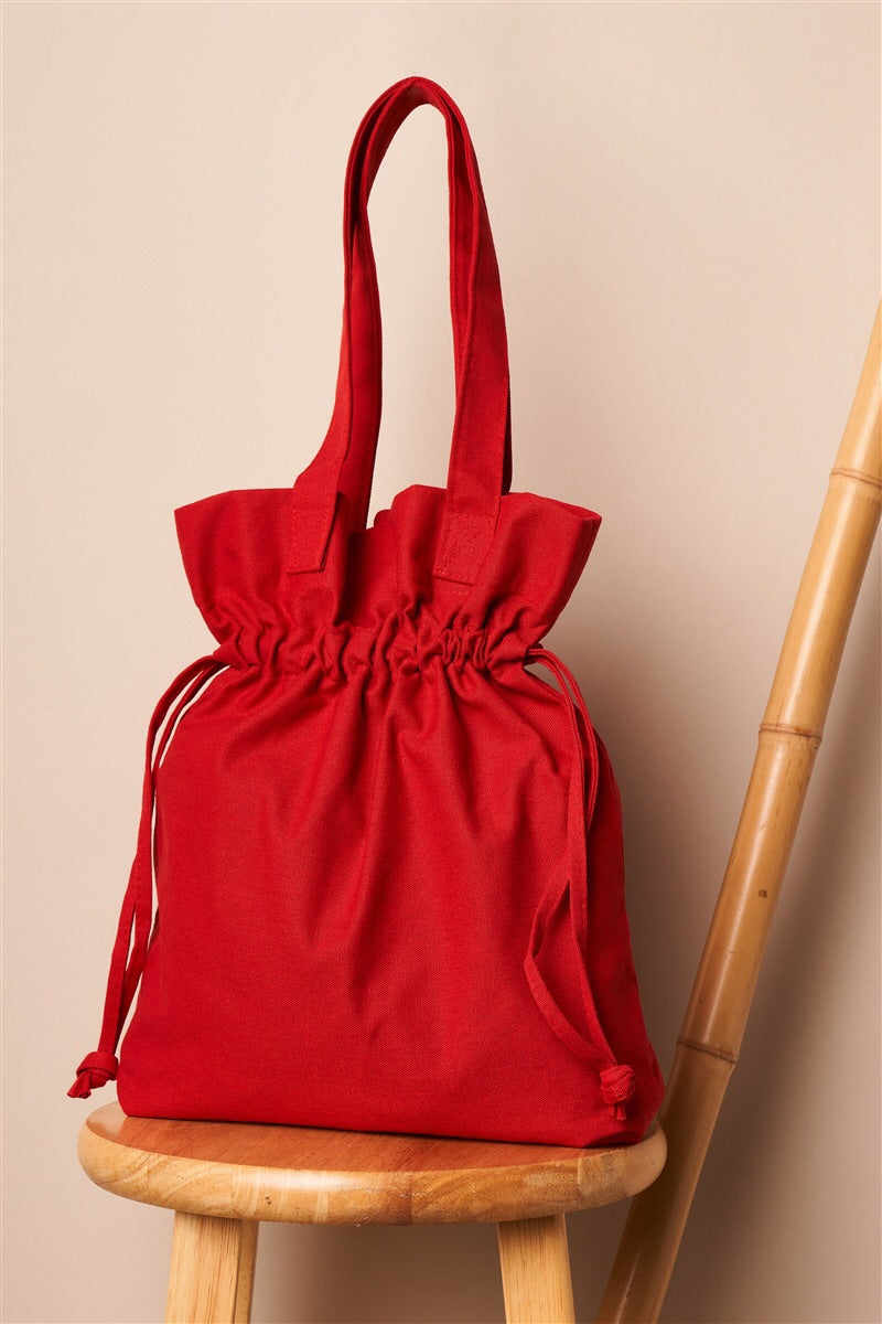 Tote Drawstring Large Shoulder Canvas Bucket Bag