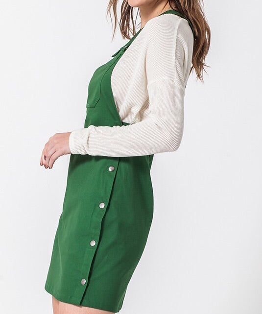 JR Dark Green Overall Short Dress