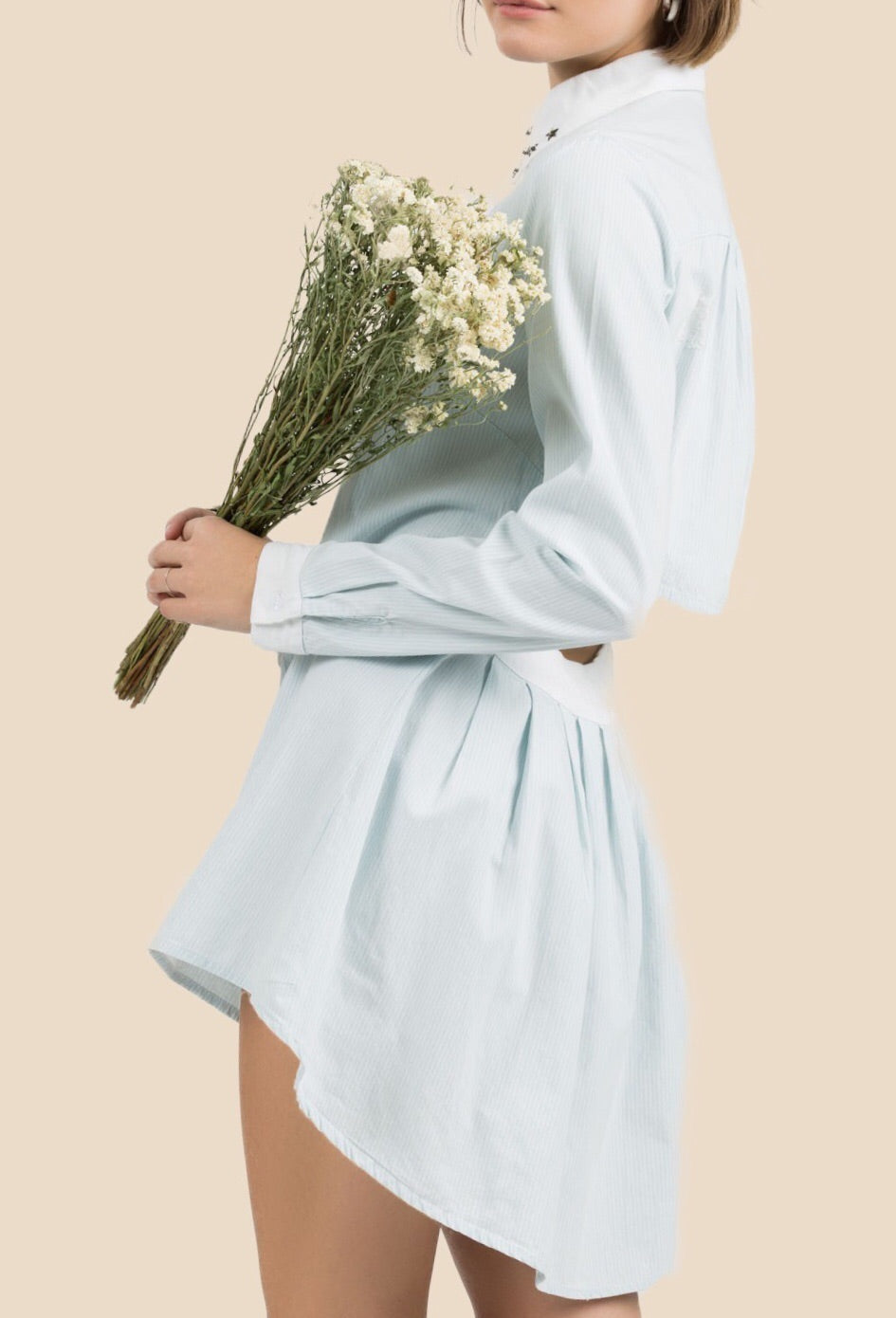 POL Denim Pin Stripe Hi Lo Shirt Dress