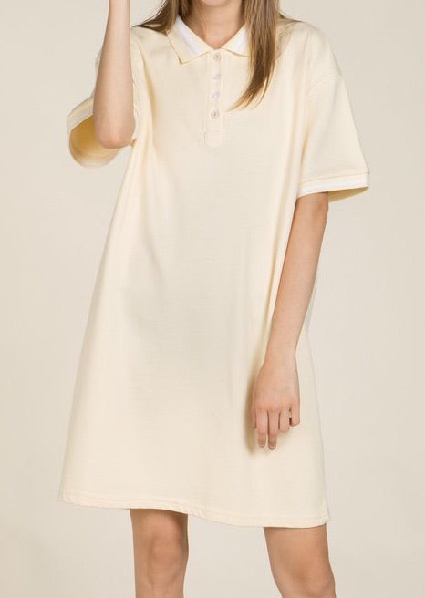 POL Solid Polo Dress Pale Yellow Comfort Fit