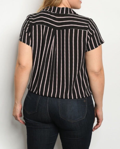Plus Size Black Stripe Top