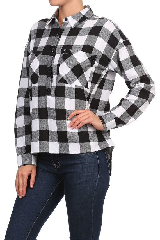 Plus Size Plaid Button Down Shirt