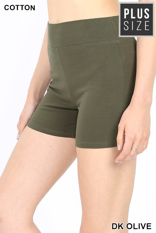 Plus Sz Cotton DK Olive Short