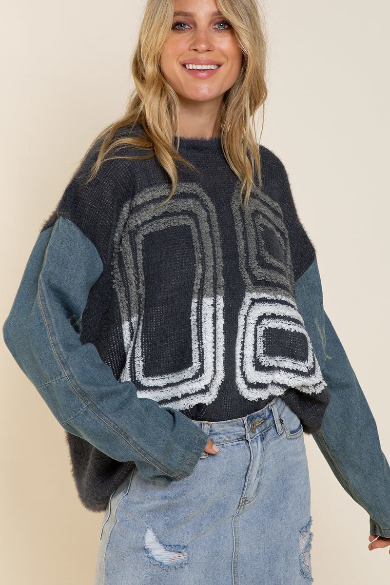 POL Drop Shoulder Crew Neck Sweater