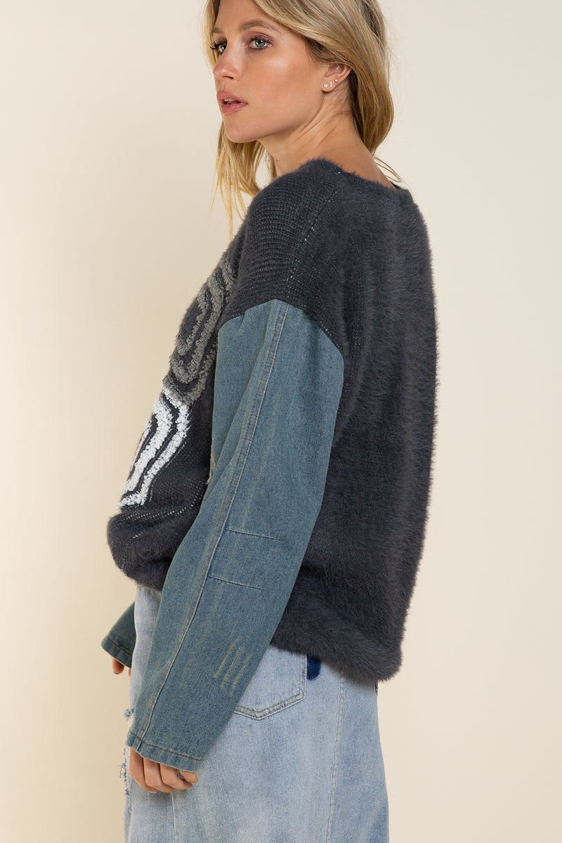 POL Drop Shoulder Crew Neck Sweater