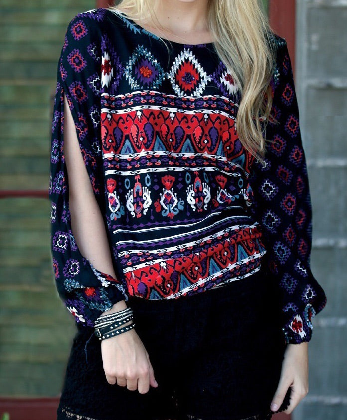 Angie Boho Peep Sleeve Top
