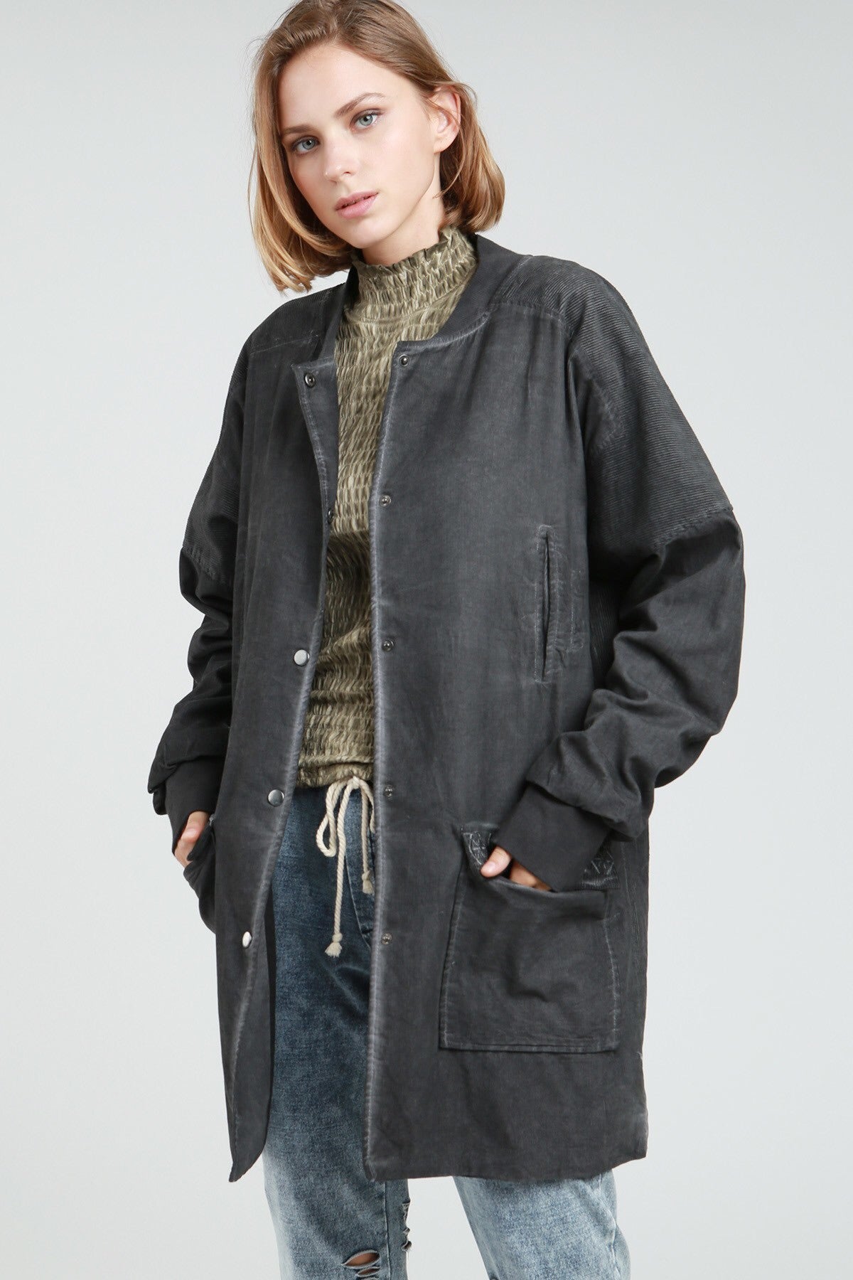 POL Long Corduroy Bomber Jacket