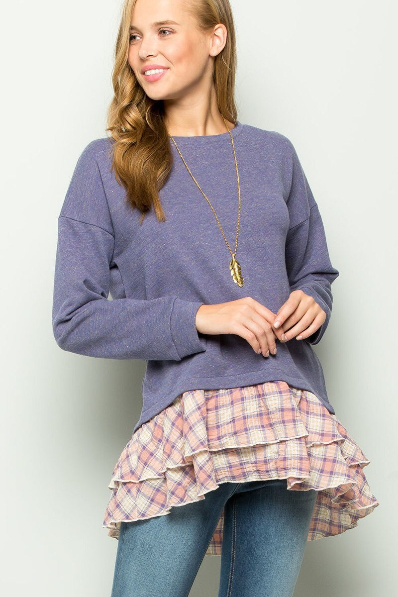 Tiered Ruffle Hem Long Sleeve Top