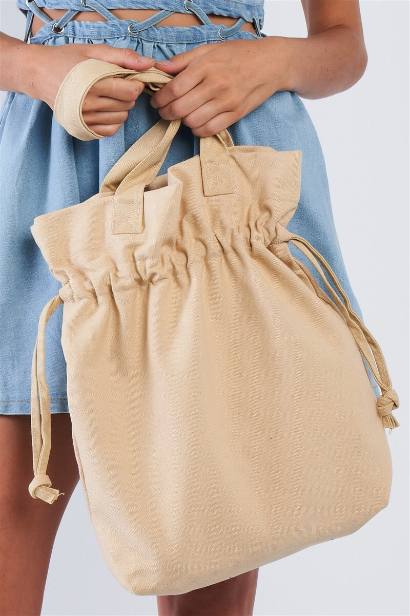 Tote Drawstring Large Shoulder Canvas Bucket Bag