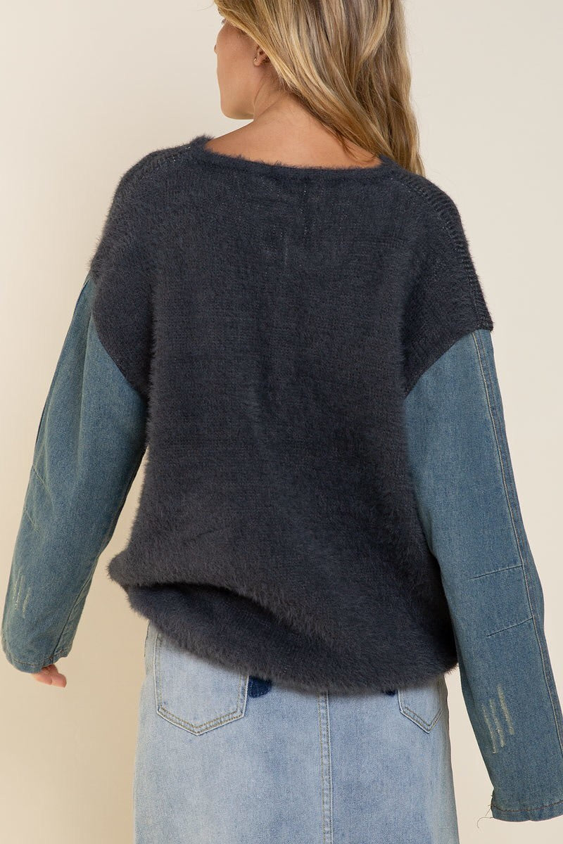 POL Drop Shoulder Crew Neck Sweater