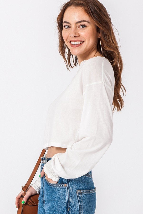 Cropped Top mocked Cuff Off White
