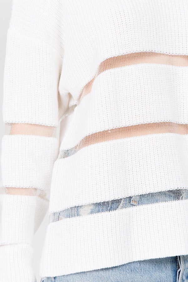 Women’s Crew Neck Mesh Detail Sweater