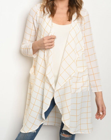 Cardigan Long Ivory Checkered